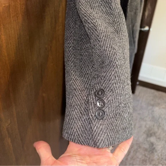 CALVIN KLEIN Gray Wool Blend Coat Size 54 - Picture 4 of 13